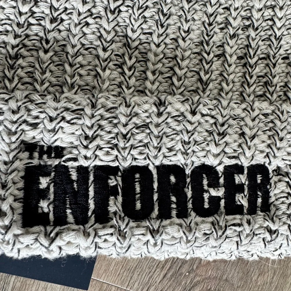 Love Your Melon The Enforcer Black Speckled Faux Fur Pom Beanie NWT